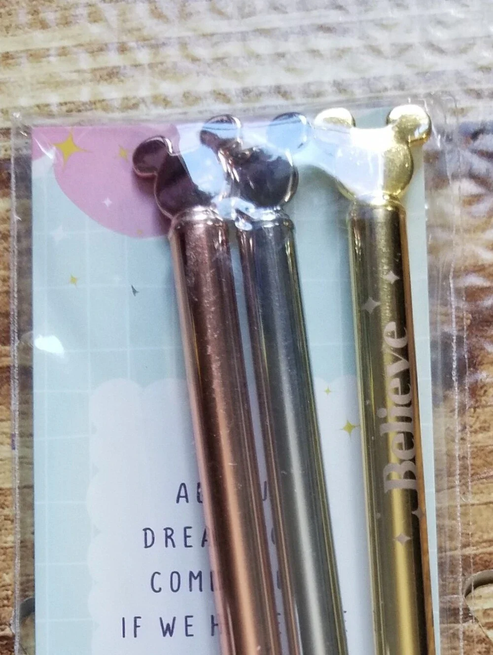 NWT Wish Upon Magic Disney Castle Paper Clips & Mouse Pen Set Bundle Rose Gold